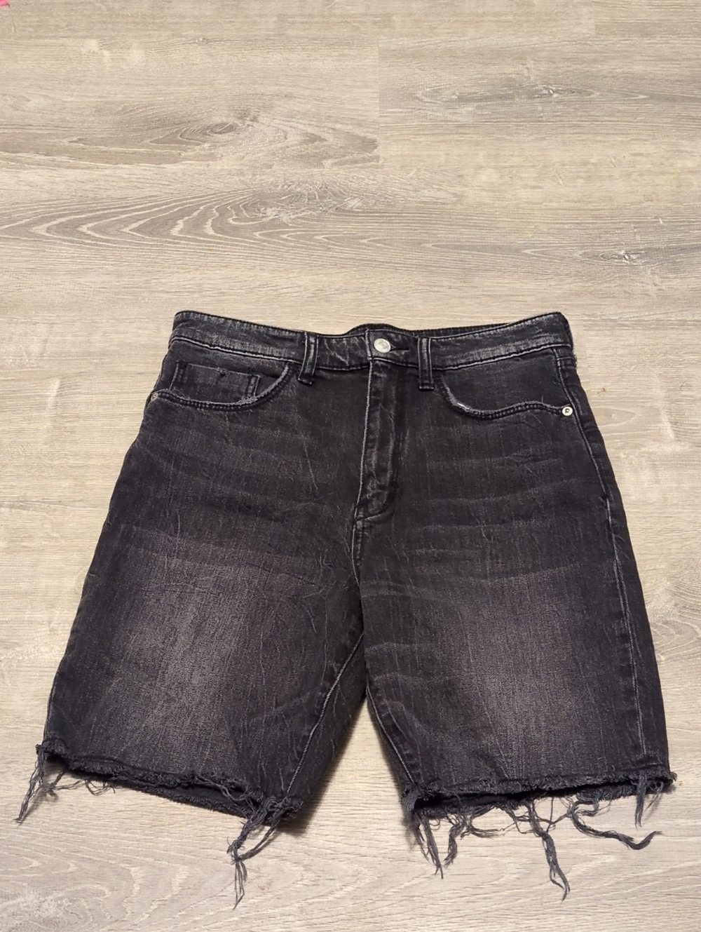 Pilcro Anthropologie Black Distressed Raw Hem Bermuda Shorts Size 28